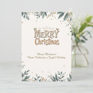 Elegant Merry Christmas Card with Festive Foliage.