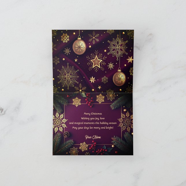 Elegant Merry Christmas Card with Gold Script  (Inside)