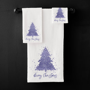 Elegant Merry Christmas   Charming Purple Tree Bath Towel Set