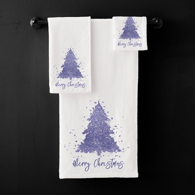 Elegant Merry Christmas | Charming Purple Tree Bath Towel Set (Creator Uploaded)