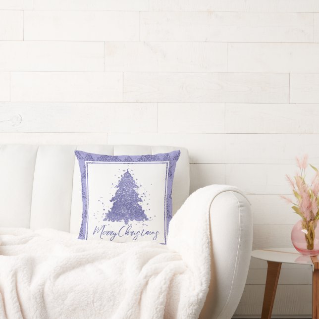 Elegant Merry Christmas | Charming Purple Tree Cushion (Couch)