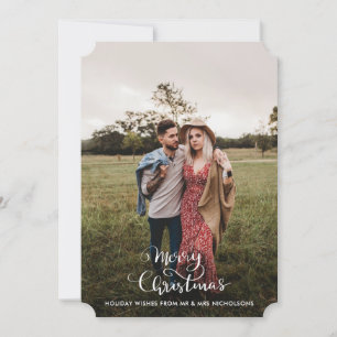 Elegant Merry Christmas   Couple Photo  Holiday Card