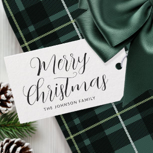 Elegant Merry Christmas Custom Name Minimalist Gift Tags