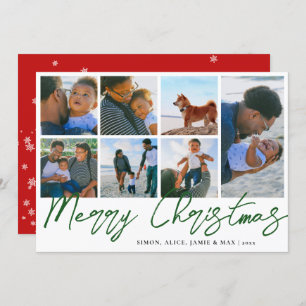 Elegant Merry Christmas Custom Photo Collage   Holiday Card