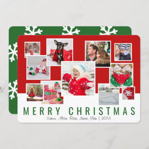 Elegant Merry Christmas Custom Photo Collage   Holiday Card