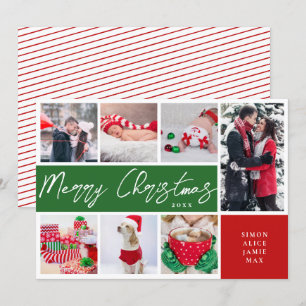 Elegant Merry Christmas Custom Photo Collage   Holiday Card