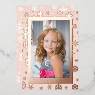 Elegant Merry Christmas Custom Photo Foil Holiday Card