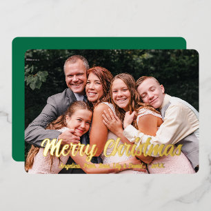 Elegant Merry Christmas Custom Photo Foil Holiday Card