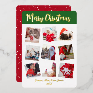 Elegant Merry Christmas Custom Photo Foil Holiday Card