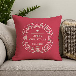 Elegant Merry Christmas Customisable Name Keepsake Cushion