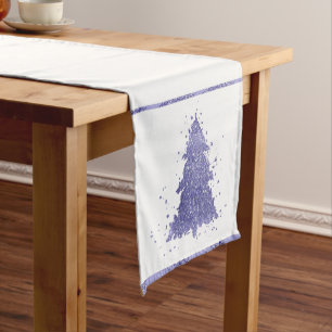 Elegant Merry Christmas Dusty Mauve Pink Tree Short Table Runner