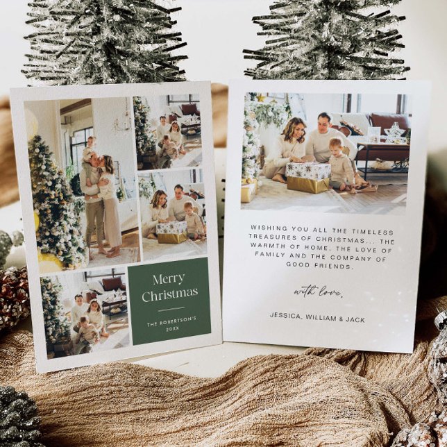 Elegant Merry Christmas Family Multi Photo Card (Creator Uploaded)