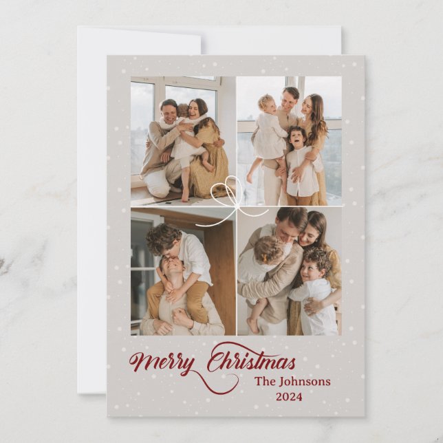 Elegant merry Christmas family photo card (Front)
