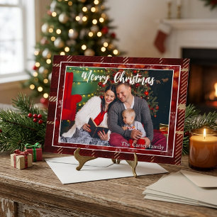 Elegant Merry Christmas Family Photo Invitation