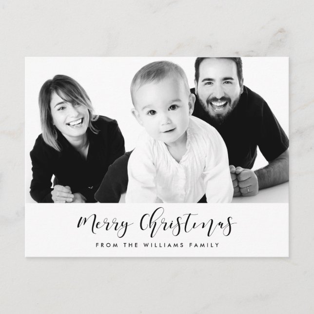 Elegant Merry Christmas family photo Postcard (Front)