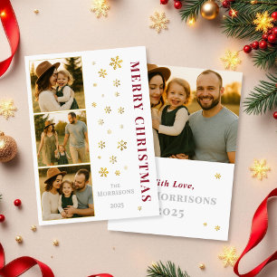 Elegant Merry Christmas Family Photo Snowflake Holiday Card