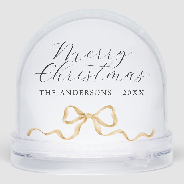 Elegant Merry Christmas Family Photo Snowglobe (Back)