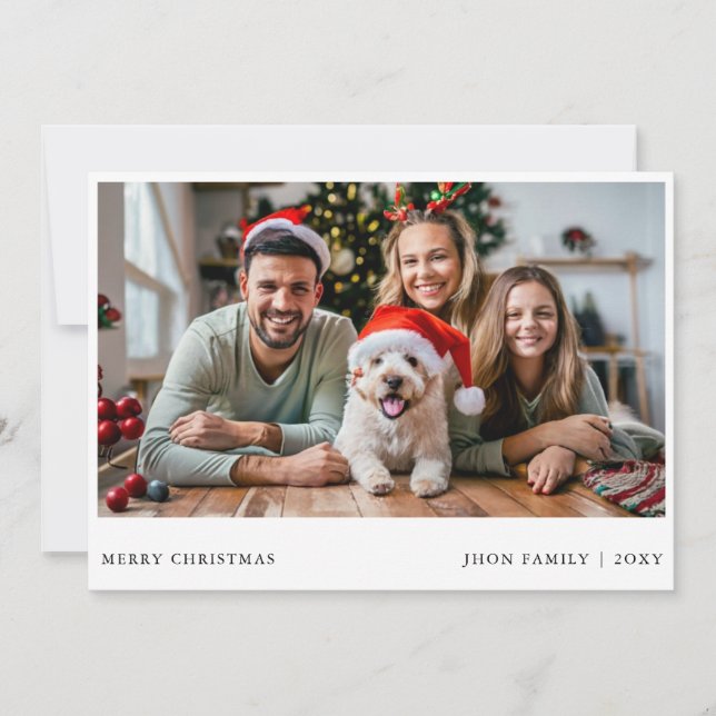  Elegant Merry Christmas Family Portrait Photo Holiday Card (Front)