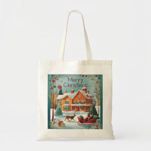 Elegant Merry Christmas Festive Tote Bag