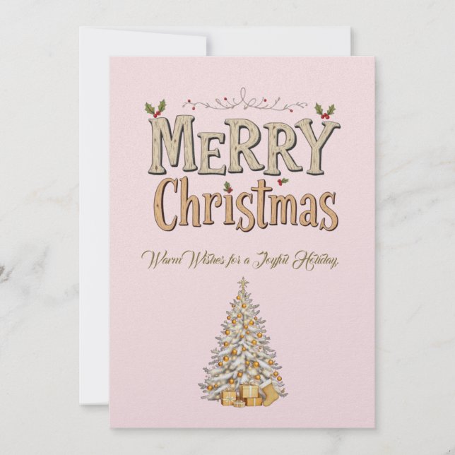 Elegant Merry Christmas Flat Holiday Card (Front)
