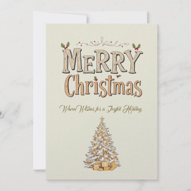 Elegant Merry Christmas Flat Holiday Card (Front)