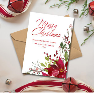 Elegant Merry Christmas Floral Holiday Card