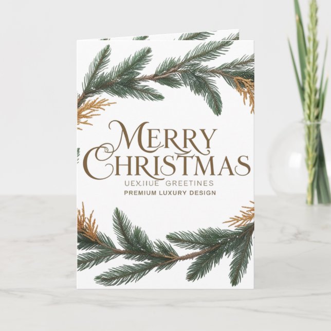 Elegant Merry Christmas Folded Holiday Card – (Front)