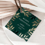 Elegant Merry Christmas Gold Branch Holiday Favour Tags<br><div class="desc">An elegant holiday gift tag featuring hand drawn pine branches in a festive gold and green Christmas colour palette designed by Stacey Meacham.</div>