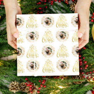 Elegant Merry Christmas Gold Photo Wrapping Paper