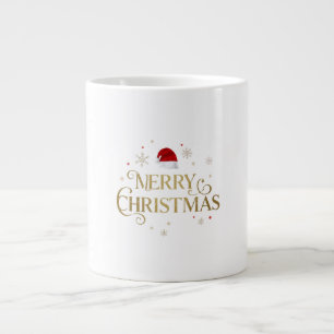 Elegant Merry Christmas Gold & Red Design Large Coffee Mug