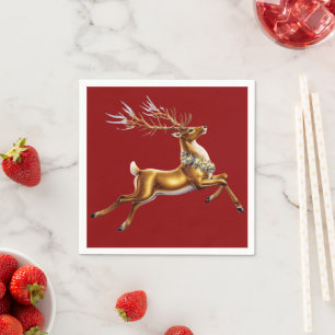 Elegant Merry Christmas Gold reindeer xmas festive Napkin