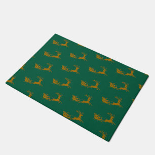 Elegant Merry Christmas Gold santa Deer Sled xmas Doormat