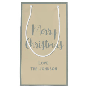 Elegant Merry Christmas Grey & Beige colours Small Gift Bag