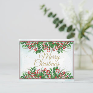 Elegant Merry Christmas, Happy Holiday Postcard
