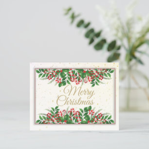 Elegant Merry Christmas, Happy Holiday Postcard