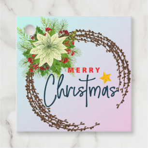 Elegant Merry Christmas & Happy New Year Gift Tag