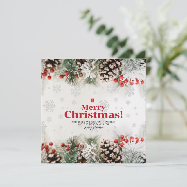 Elegant Merry Christmas Holiday Card, New Year  Card (Standing Front)