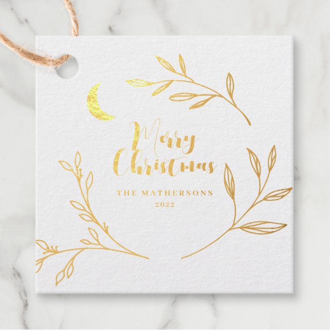 Elegant Merry Christmas Holiday Favour Tags (Front)