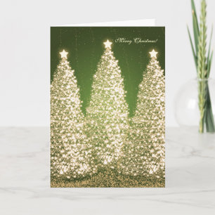 Elegant Merry Christmas Holiday Gold Sparkle Card