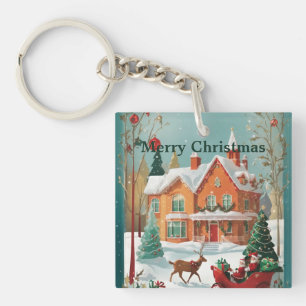 Elegant Merry Christmas  Key Ring