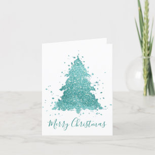 Elegant Merry Christmas   Luxe Aqua Mint Splatter Holiday Card
