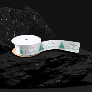 Elegant Merry Christmas   Luxe Aqua Mint Splatter Satin Ribbon