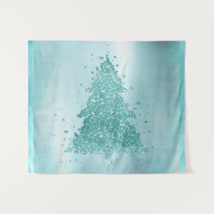 Elegant Merry Christmas   Luxe Aqua Mint Splatter Tapestry
