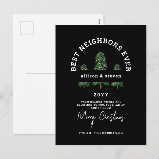 Elegant Merry Christmas Neighbours Custom Holiday Postcard (Front/Back)