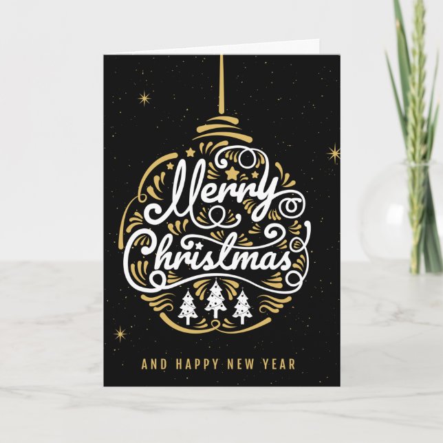 Elegant Merry Christmas Ornament Holiday Card (Front)