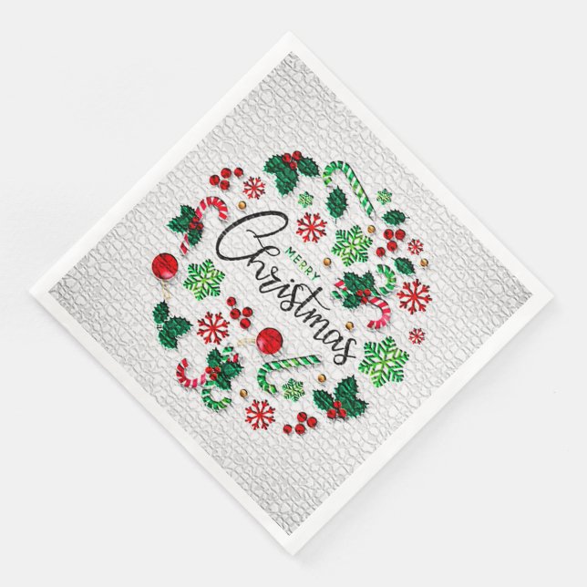 Elegant Merry Christmas Party Napkin (Corner)