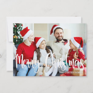 Elegant Merry Christmas Personalised Family Photo  Holiday Card
