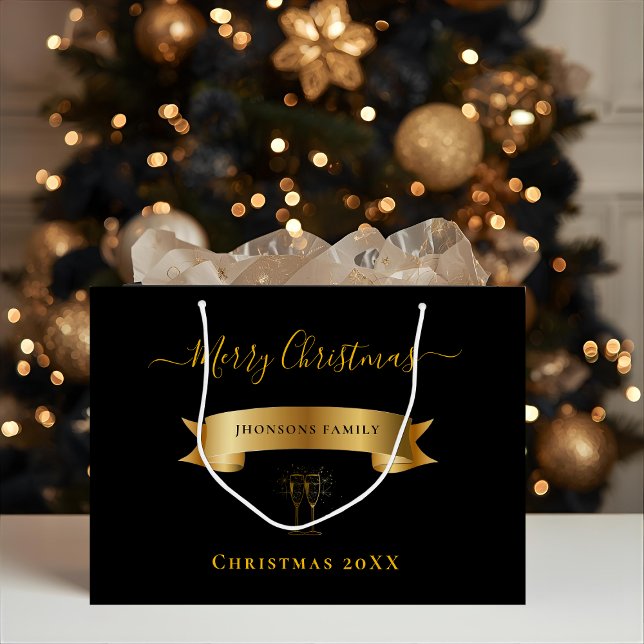 Elegant Merry Christmas Personalized Gift Bag (Creator Uploaded)