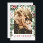 Elegant Merry Christmas Photo Arch Floral Holiday Card<br><div class="desc">Create your own personalised holiday cards in a minimalist design with modern elegant chic typography and custom photo with arch frame and watercolor floral accents.</div>