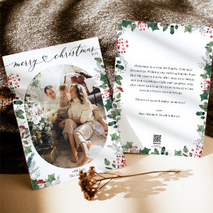 Elegant Merry Christmas Photo Card with Message